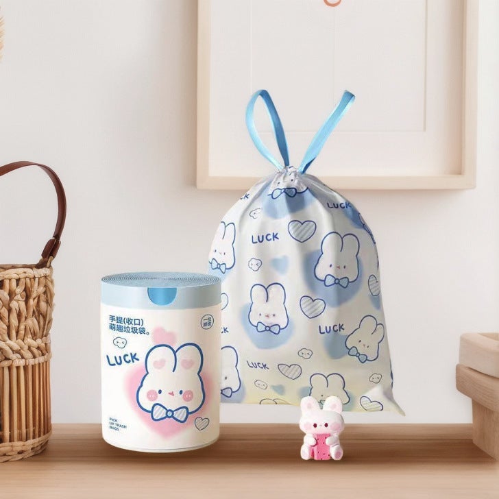 Cartoon Blue Heart Rabbit Thickened Drawstring Garbage Bag Household Portable Large Kitchen Automatic Coil Plastic Bag Storage - Image 2
